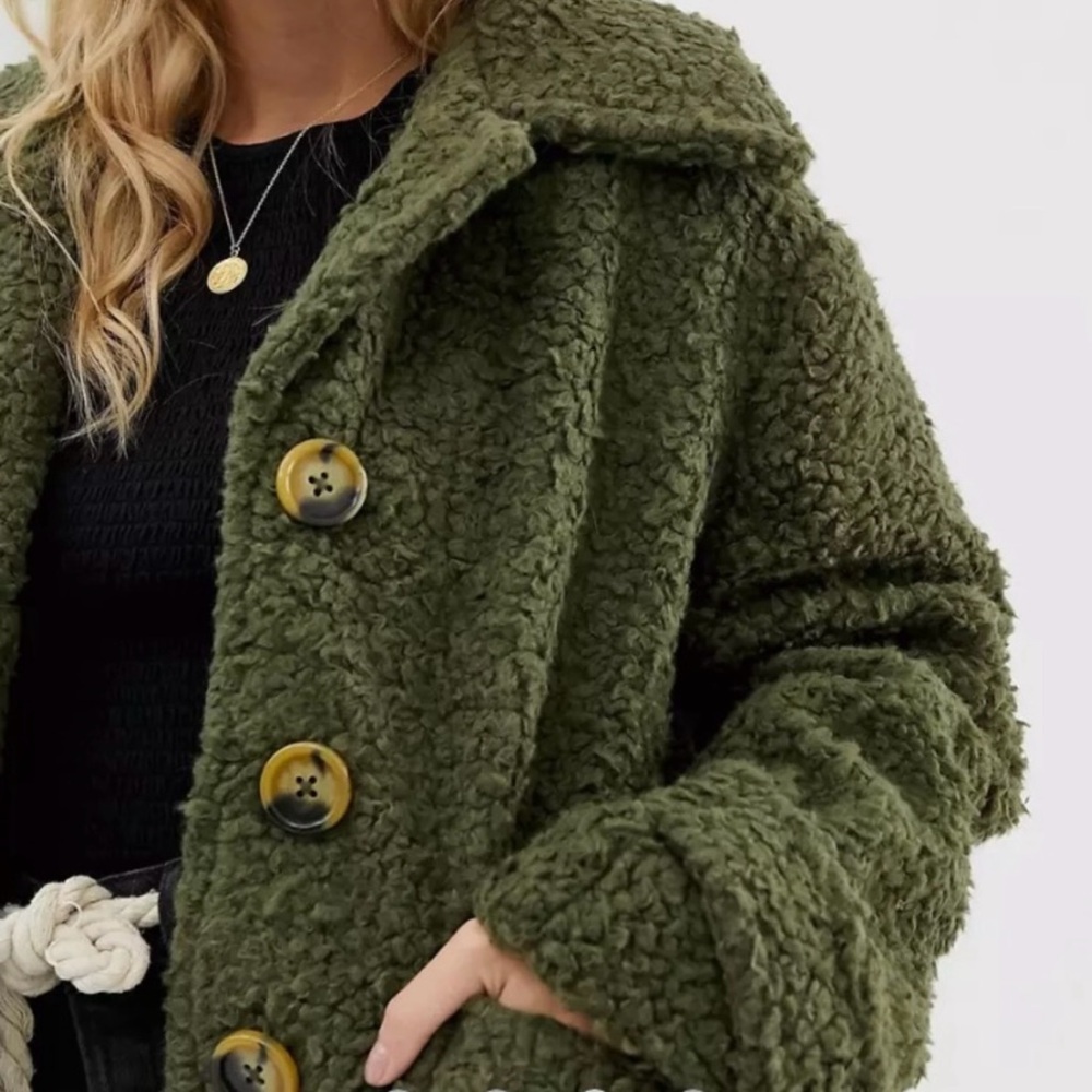 Free people Olive Green Teddy Coat